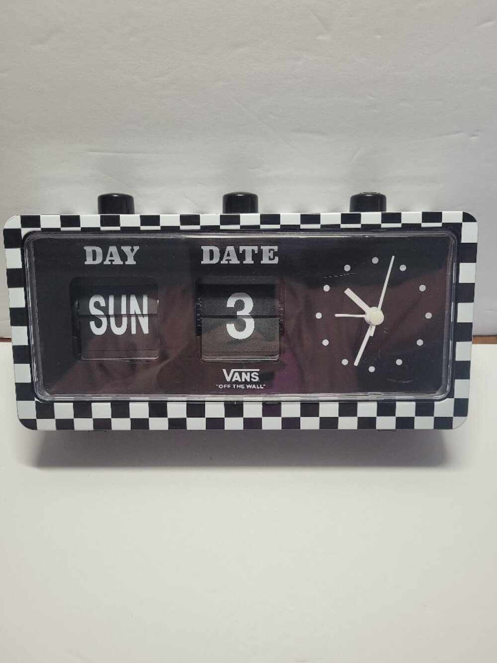 Vans Retro Flip Calendar Battery Operated Alarm Clock Checkerboard Tested Works